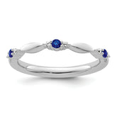 14k White Gold Stackable Expressions Created Sapphire and Dia. Ring